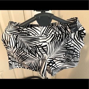 Black & White Tropical Stretch Shorts